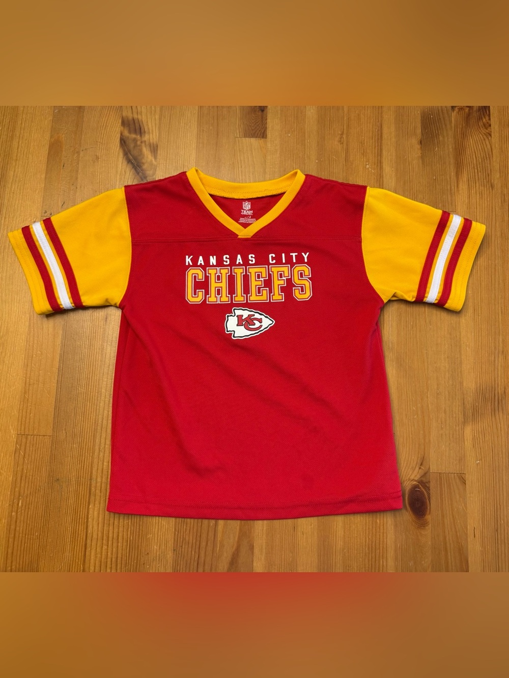 NFL Kansas City Chiefs Red and Yellow Kids Jersey Tee, 4T